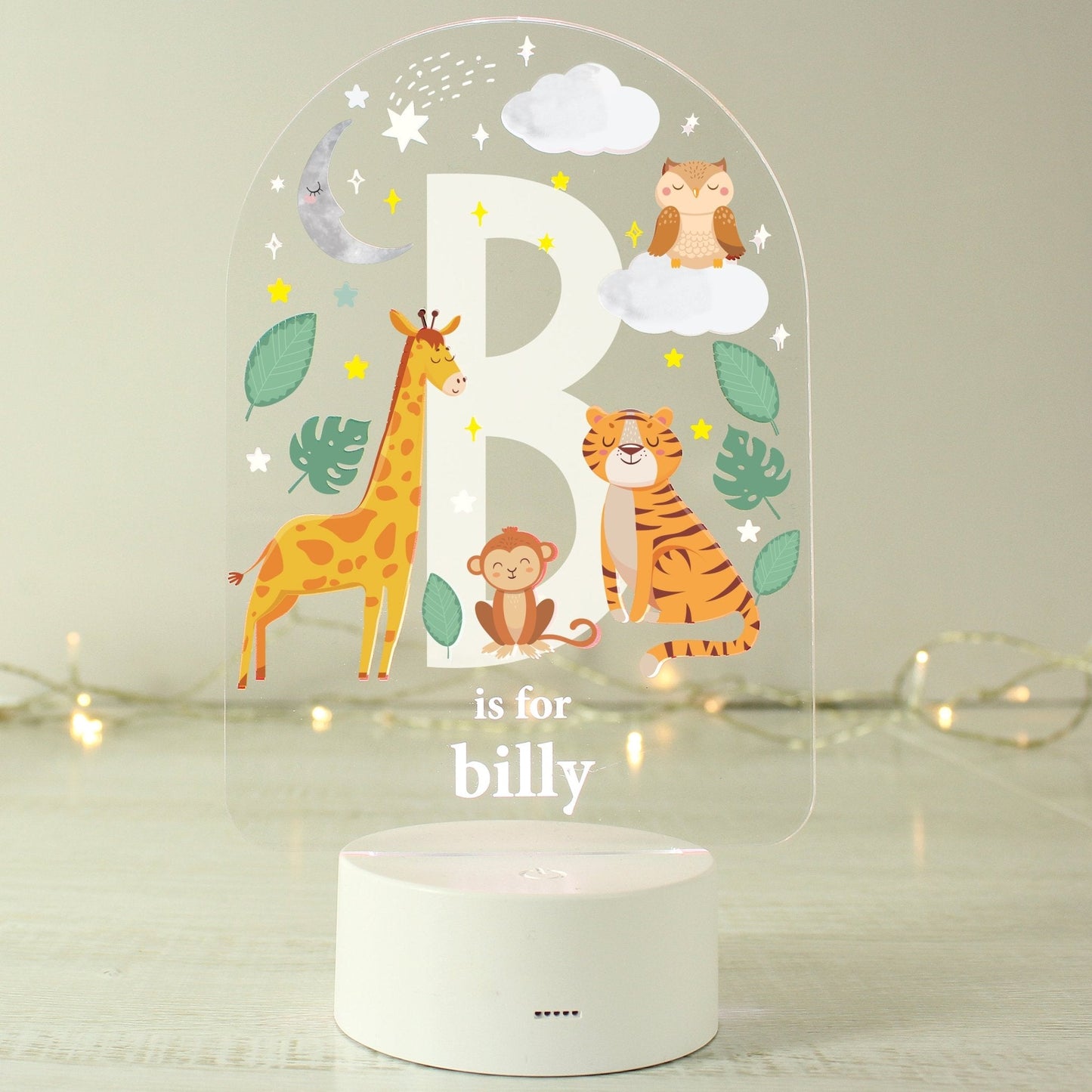 Personalised LED 7 Colour Changing Animal Alphabet Night Light
