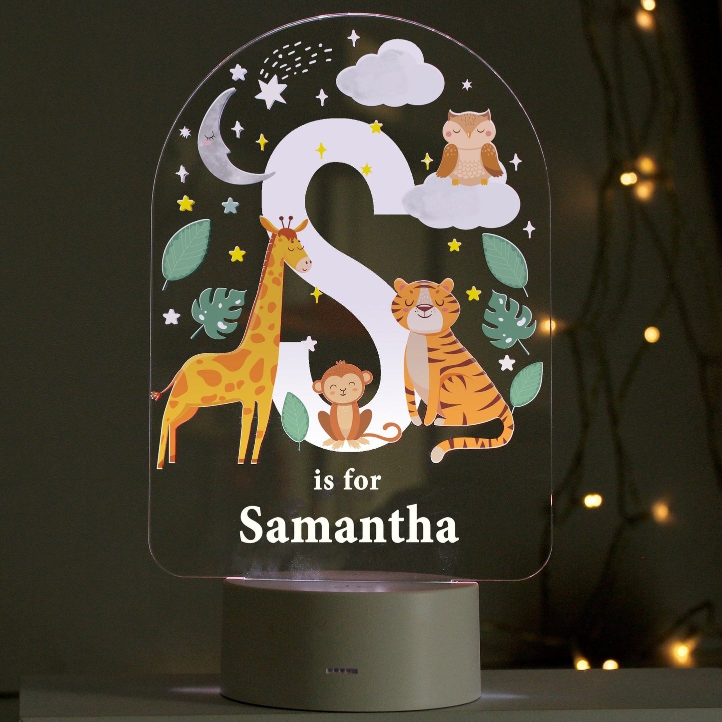 Personalised LED 7 Colour Changing Animal Alphabet Night Light