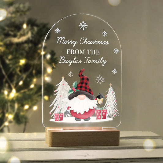 Personalised LED 7 Colour Changing Gonk Wooden Based Christmas Light