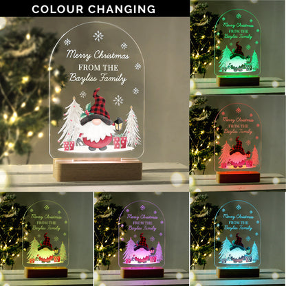 Personalised LED 7 Colour Changing Gonk Wooden Based Christmas Light
