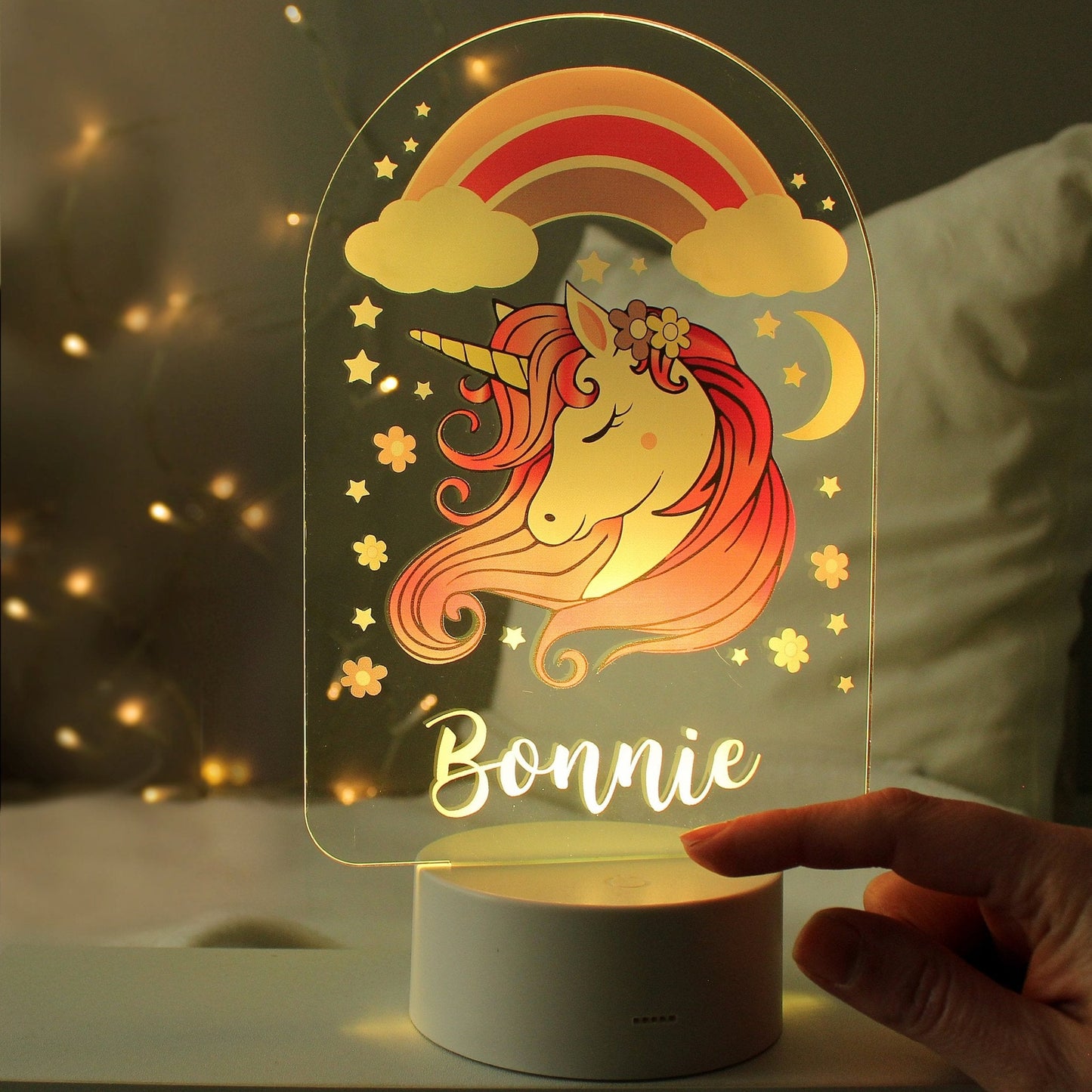 Personalised LED 7 Colour Changing Pink Unicorn Night Light