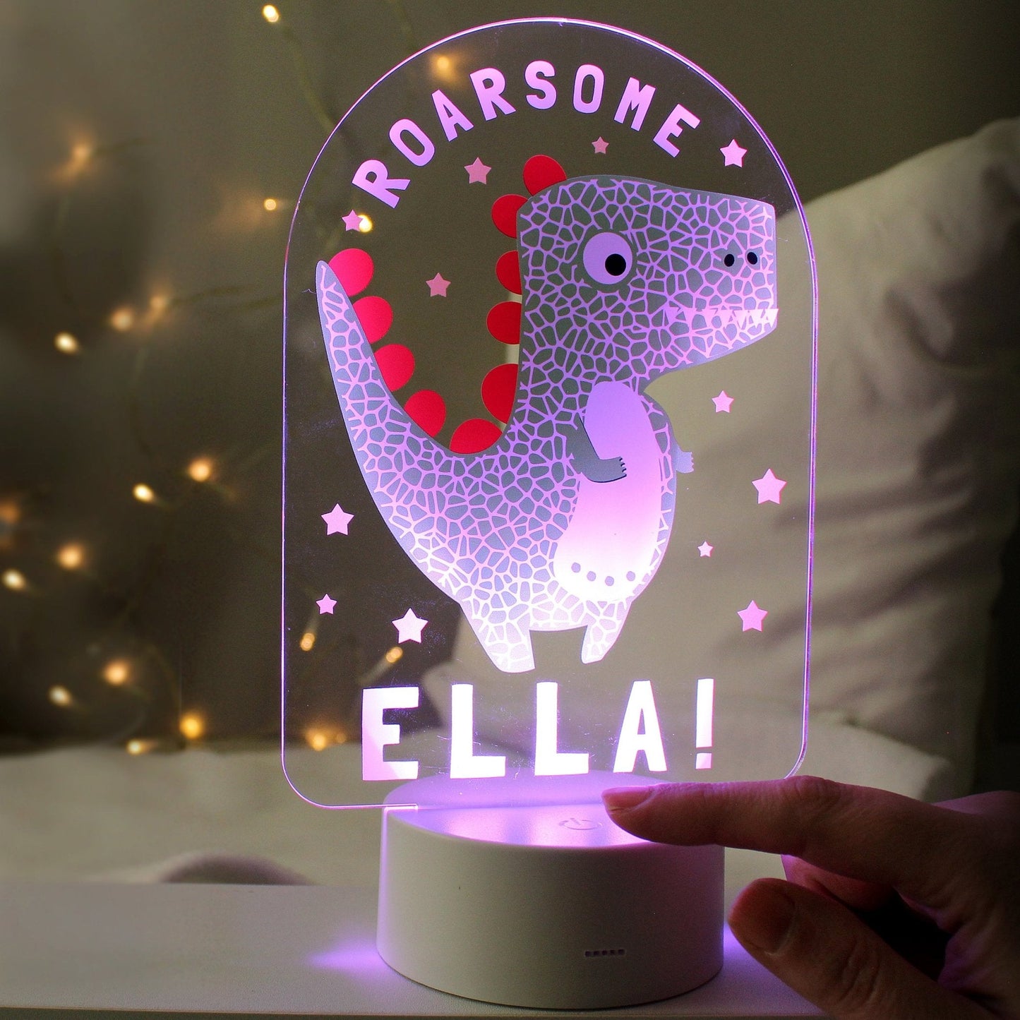 Personalised LED 7 Colour Changing Roarsome Dinosaur Night Light