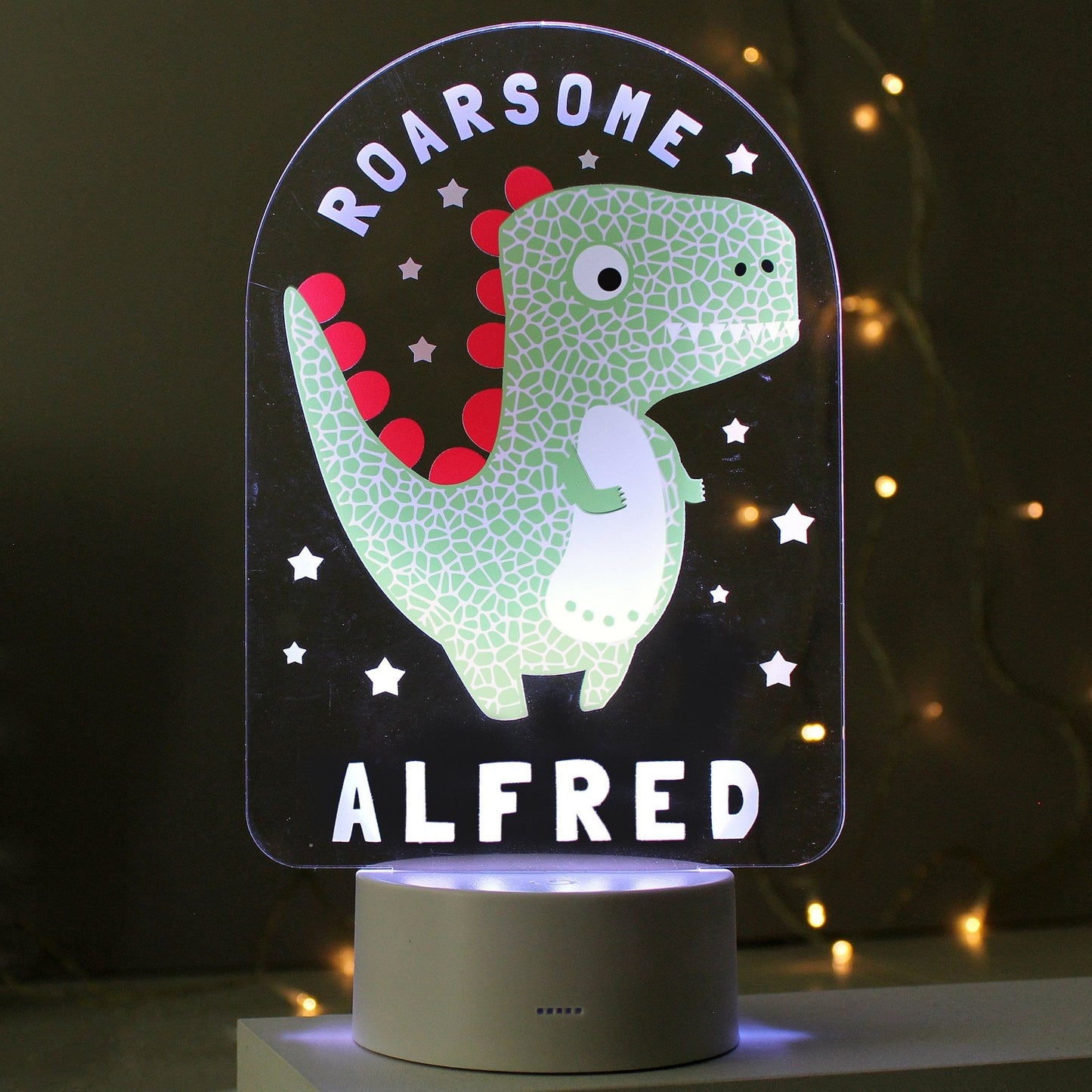 Personalised LED 7 Colour Changing Roarsome Dinosaur Night Light