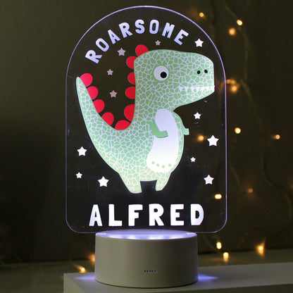 Personalised LED 7 Colour Changing Roarsome Dinosaur Night Light