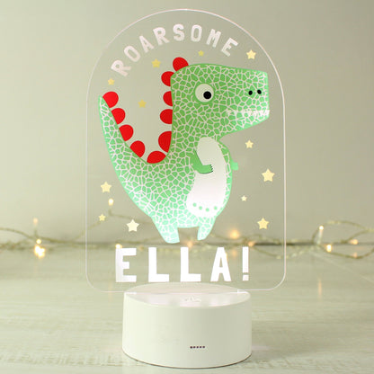 Personalised LED 7 Colour Changing Roarsome Dinosaur Night Light