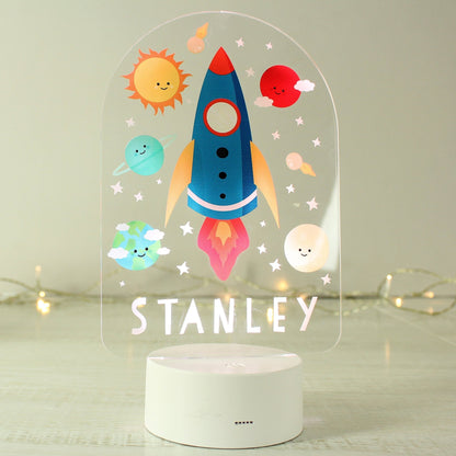 Personalised LED 7 Colour Changing Space Rocket Night Light