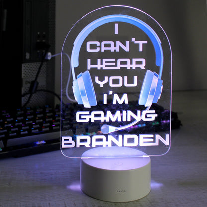 Personalised LED Colour Changing Blue Gaming Headset Night Light