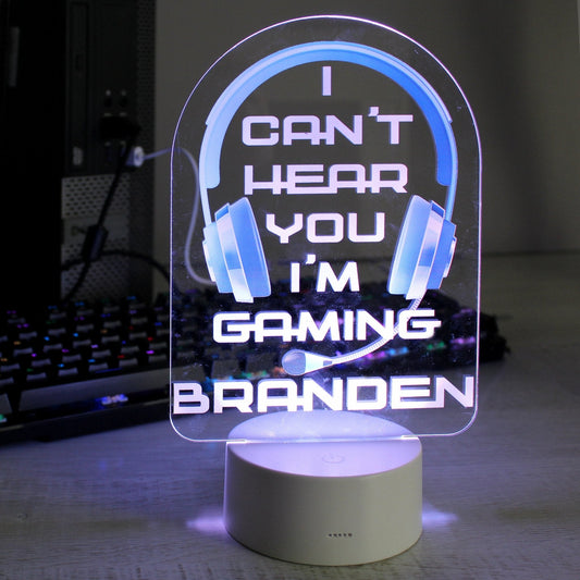 Personalised LED Colour Changing Blue Gaming Headset Night Light