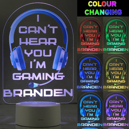 Personalised LED Colour Changing Blue Gaming Headset Night Light