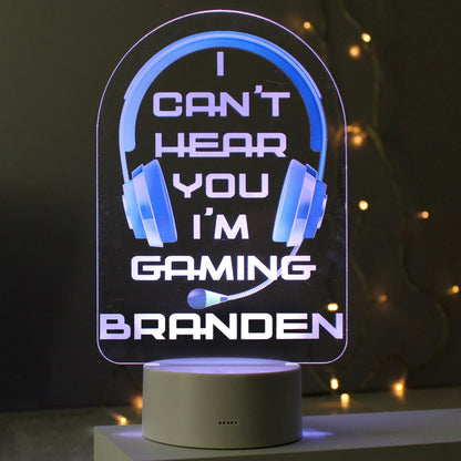 Personalised LED Colour Changing Blue Gaming Headset Night Light