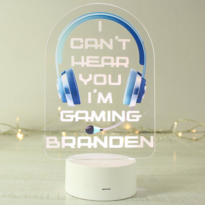 Personalised LED Colour Changing Blue Gaming Headset Night Light