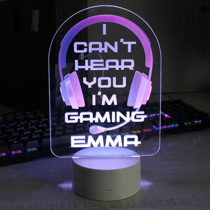 Personalised LED Colour Changing Pink Gaming Headset Night Light