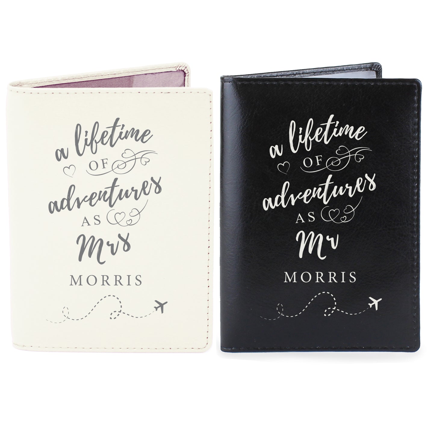 Personalised Lifetime of Adventures Couples Leather Passport Holders