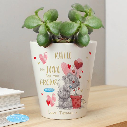 Personalised Me To You My Love Grows Hearts Plant Flower Pot