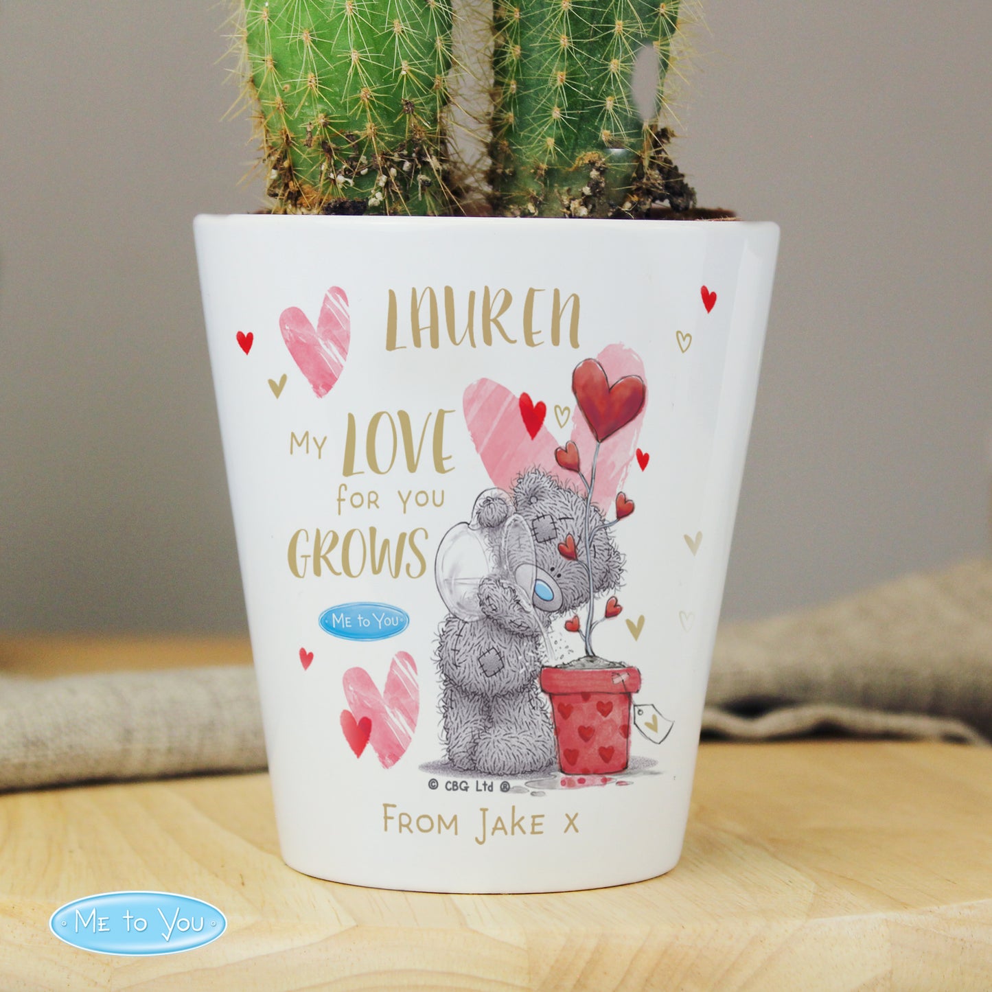 Personalised Me To You My Love Grows Hearts Plant Flower Pot