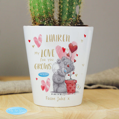 Personalised Me To You My Love Grows Hearts Plant Flower Pot