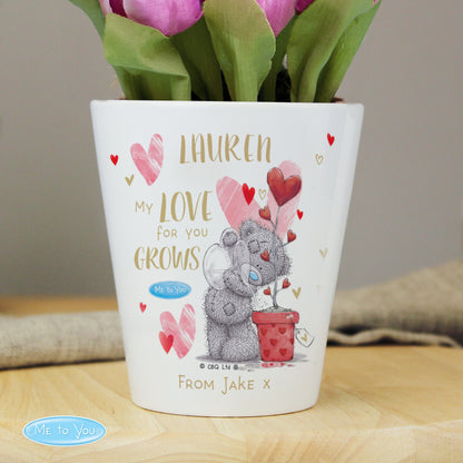Personalised Me To You My Love Grows Hearts Plant Flower Pot