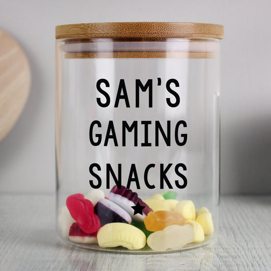Personalised Message Glass Storage Jar with Bamboo Lid
