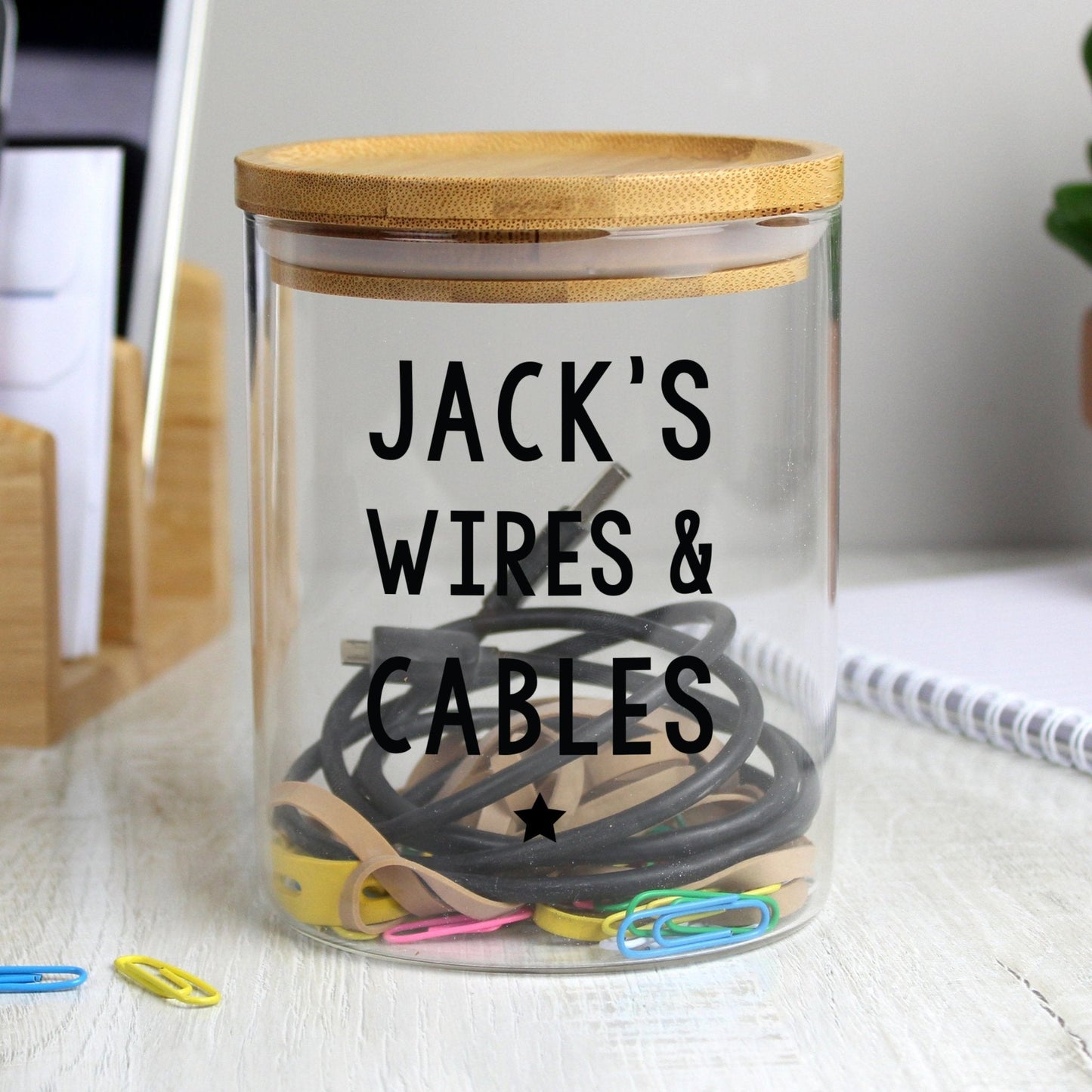 Personalised Message Glass Storage Jar with Bamboo Lid