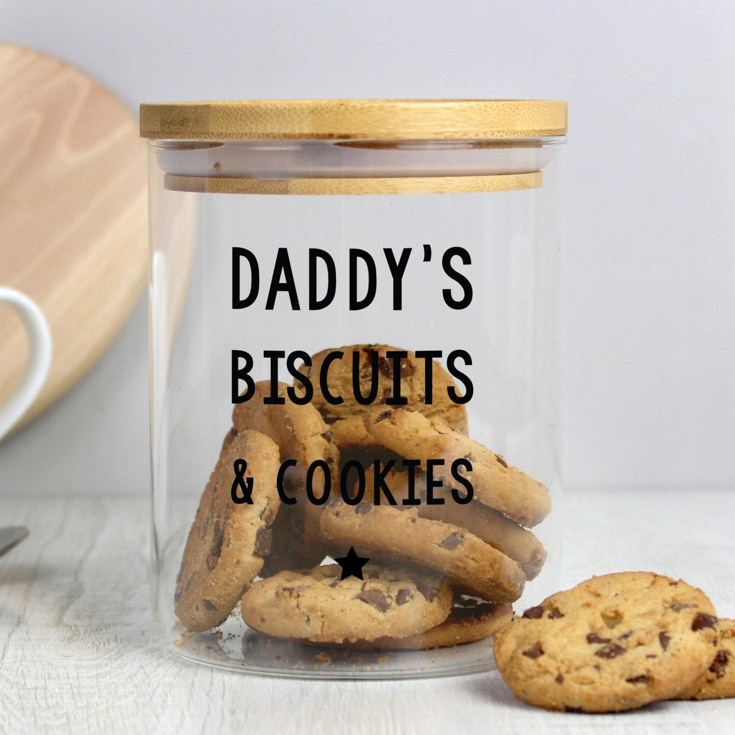 Personalised Message Glass Storage Jar with Bamboo Lid