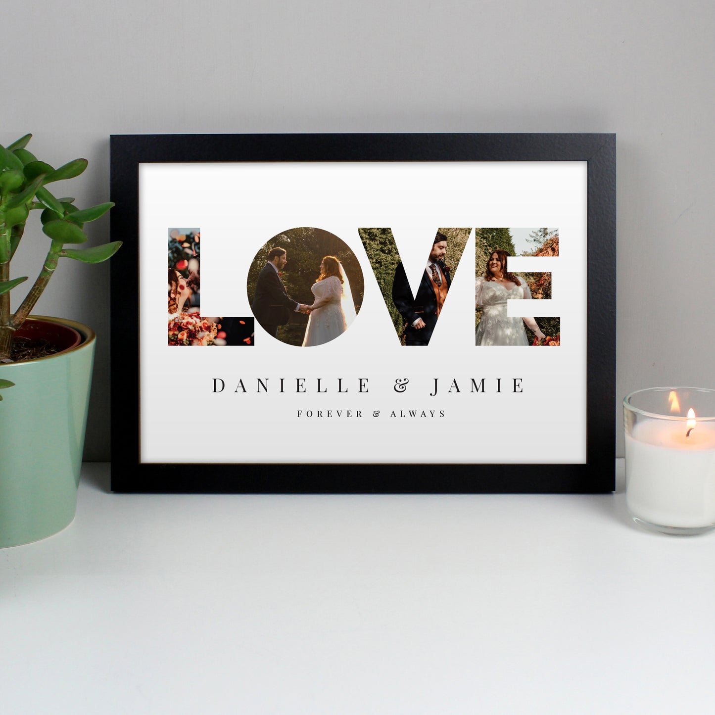 Personalised Message LOVE Photo Black Framed Print - A4