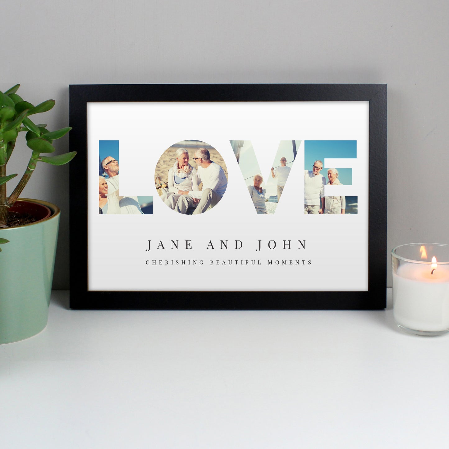 Personalised Message LOVE Photo Black Framed Print - A4