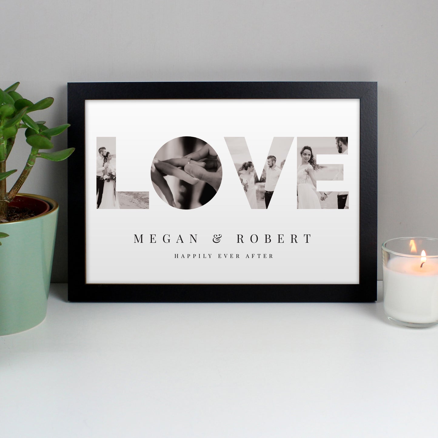 Personalised Message LOVE Photo Black Framed Print - A4
