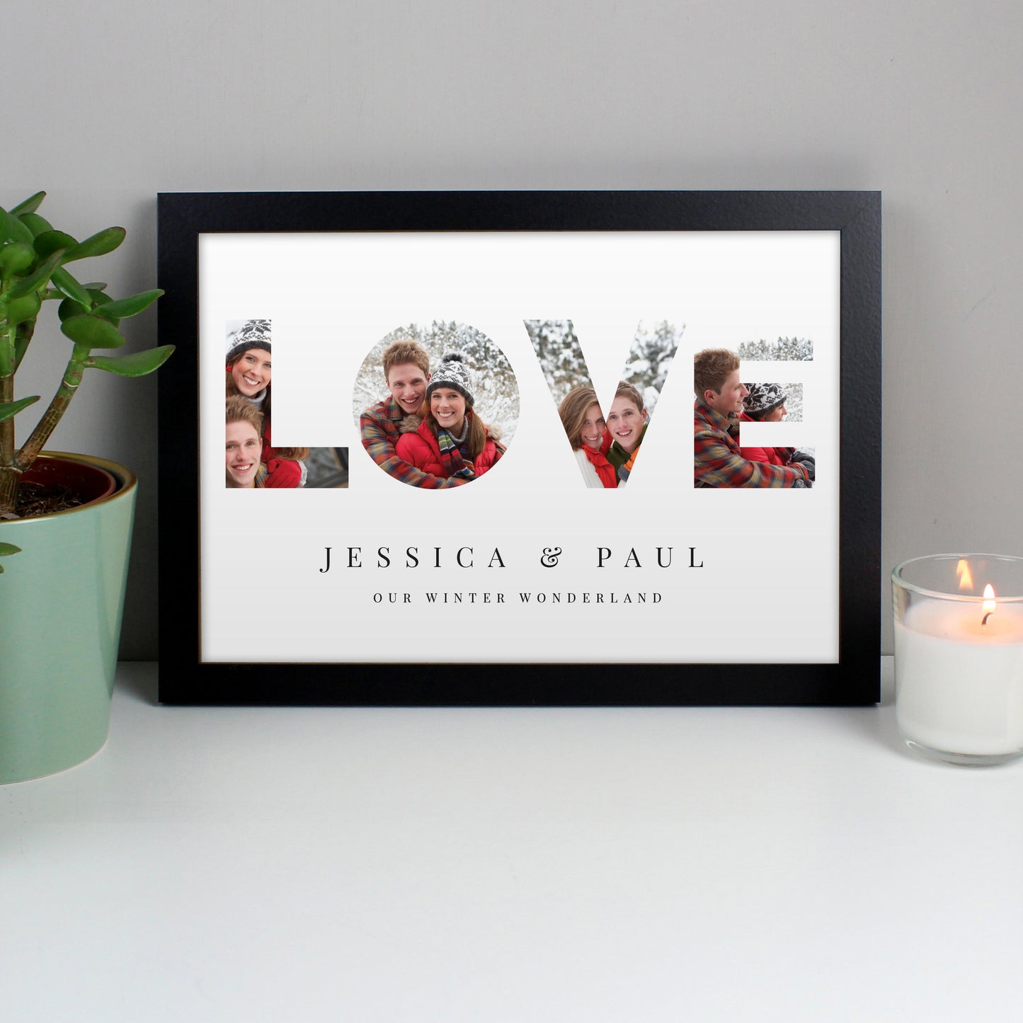 Personalised Message LOVE Photo Black Framed Print - A4