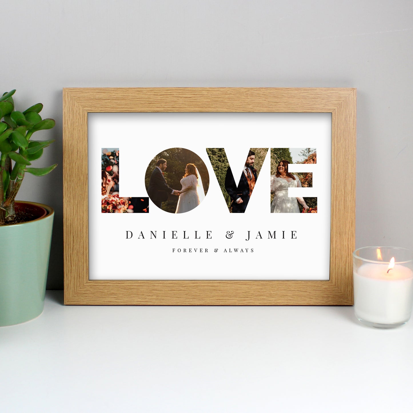 Personalised Message LOVE Photo Oak Framed Print - A4