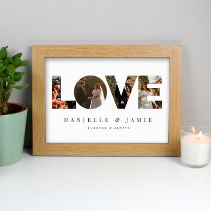 Personalised Message LOVE Photo Oak Framed Print - A4