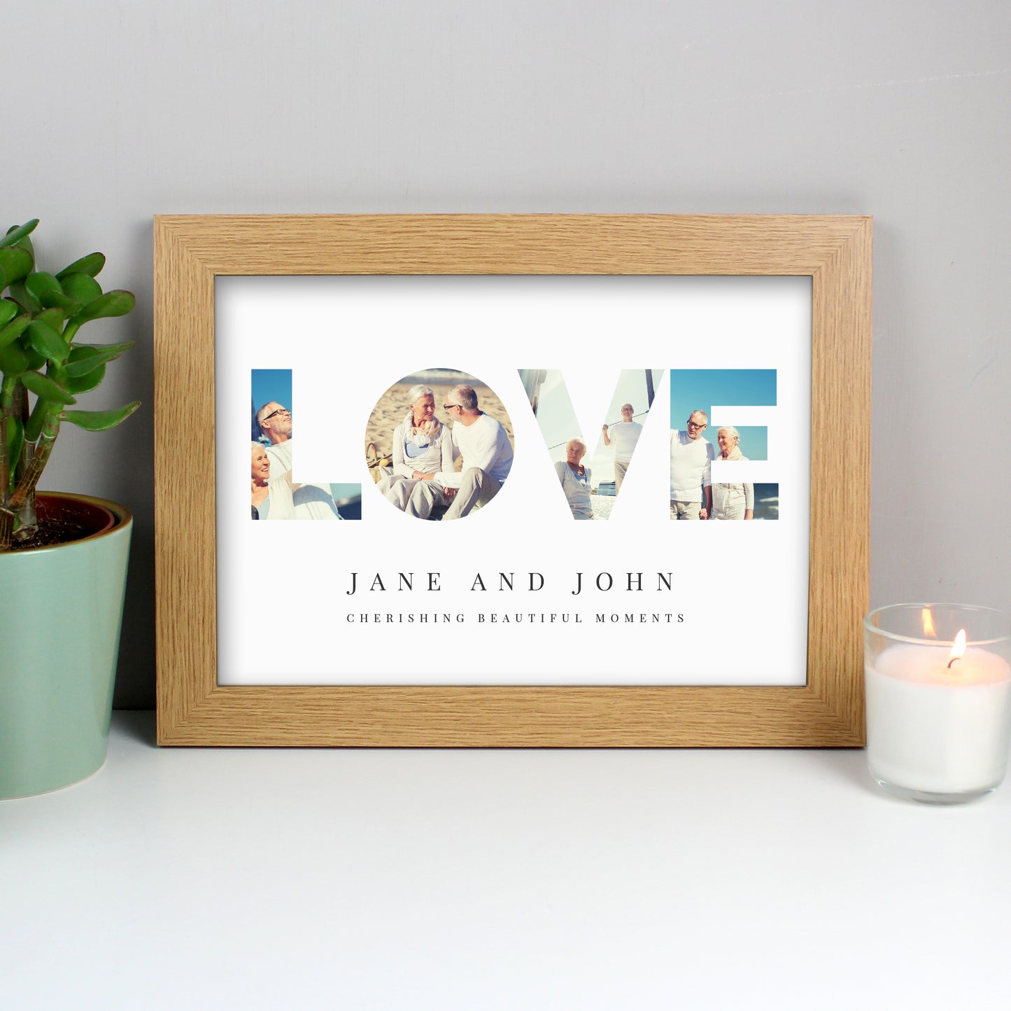 Personalised Message LOVE Photo Oak Framed Print - A4