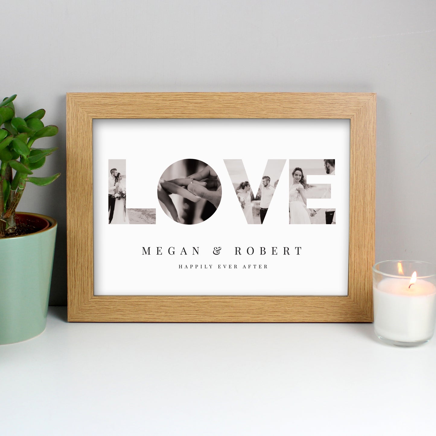 Personalised Message LOVE Photo Oak Framed Print - A4