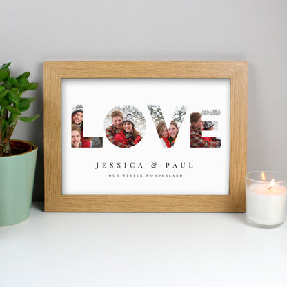 Personalised Message LOVE Photo Oak Framed Print - A4