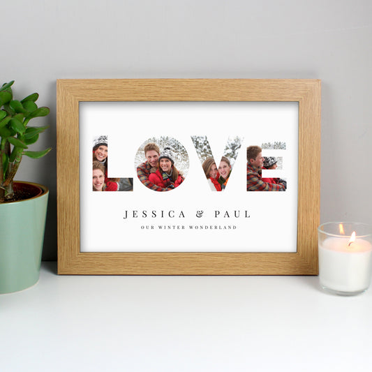 Personalised Message LOVE Photo Oak Framed Print - A4