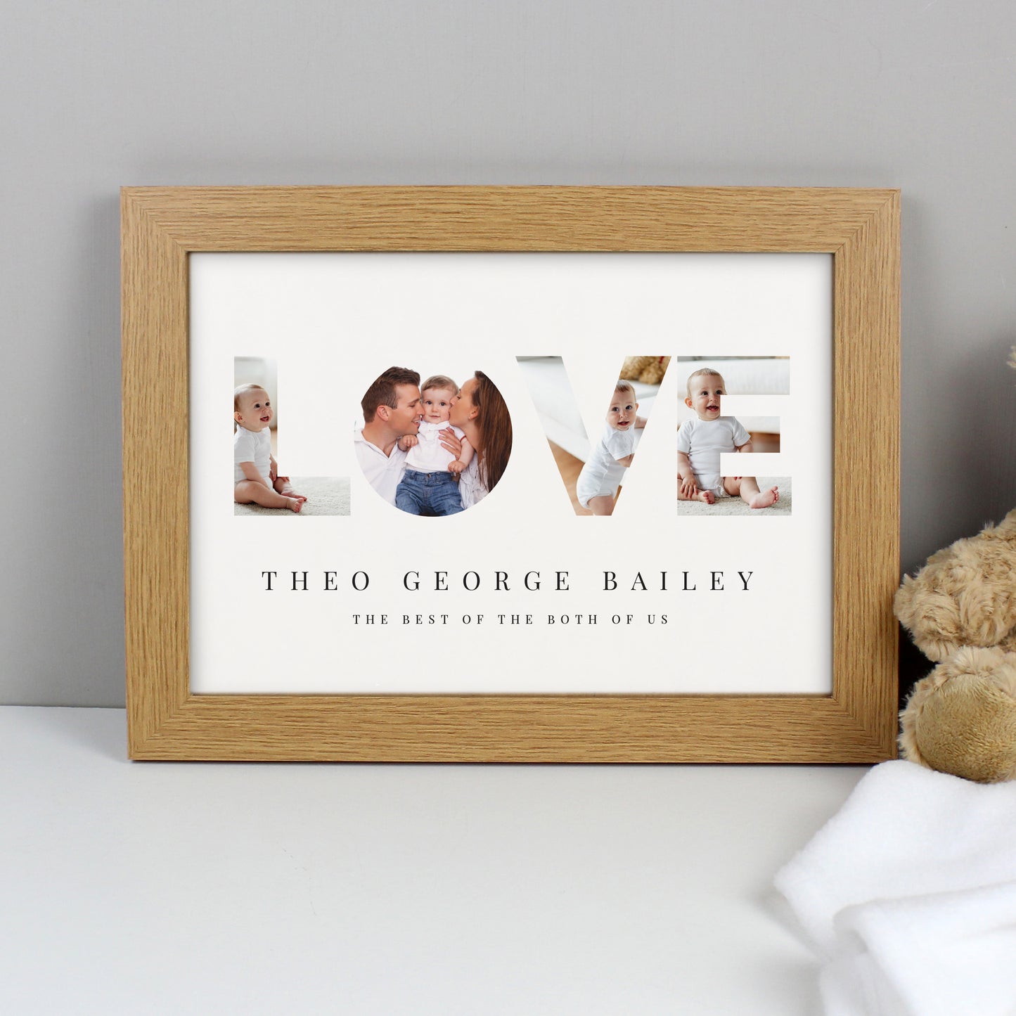Personalised Message LOVE Photo Oak Framed Print - A4