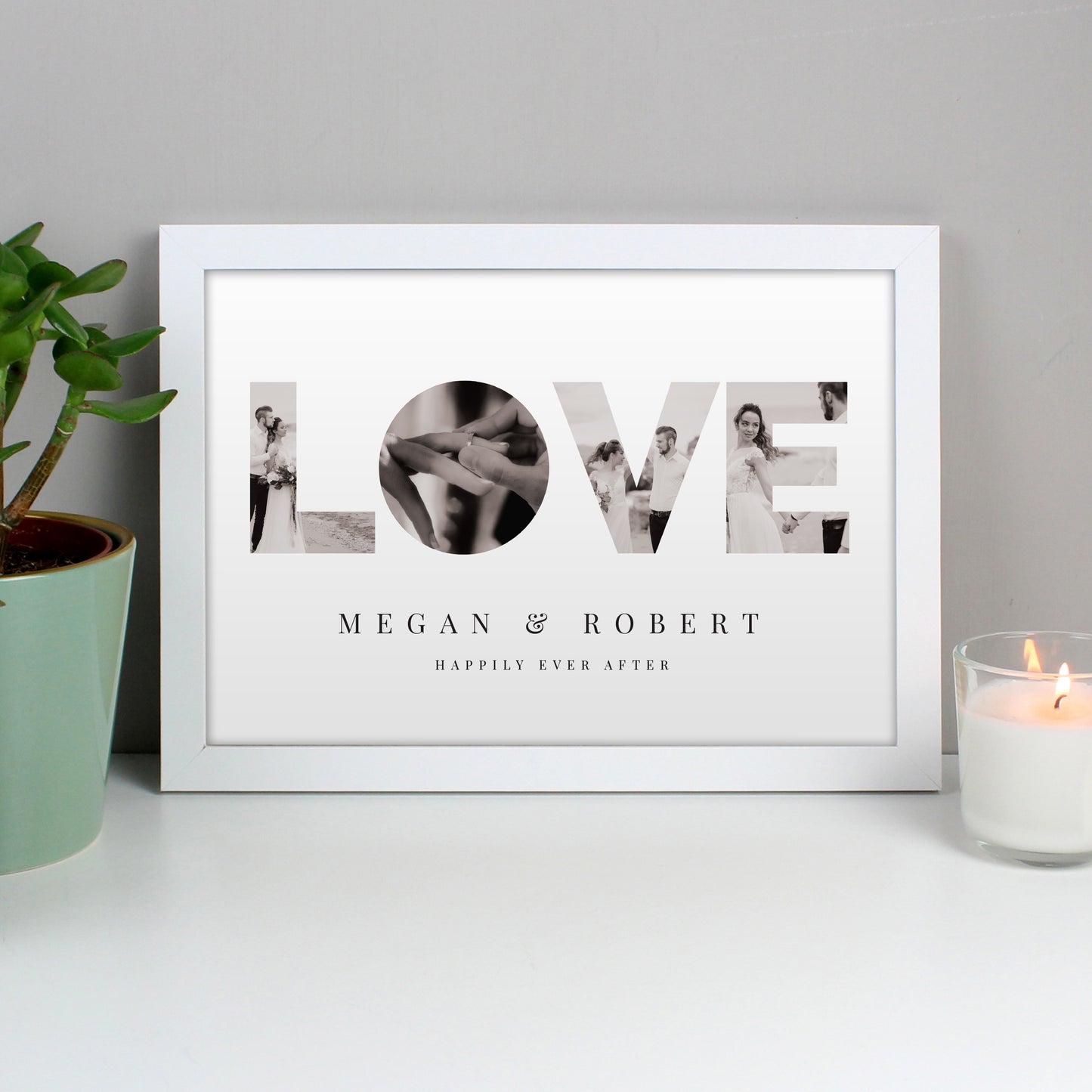 Personalised Message LOVE Photo White Framed Print - A4