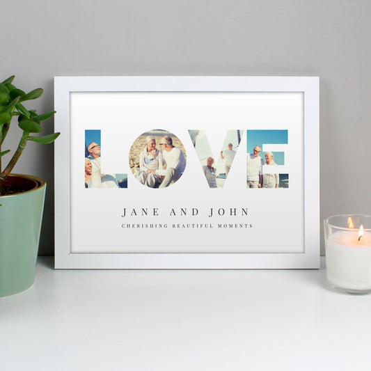 Personalised Message LOVE Photo White Framed Print - A4