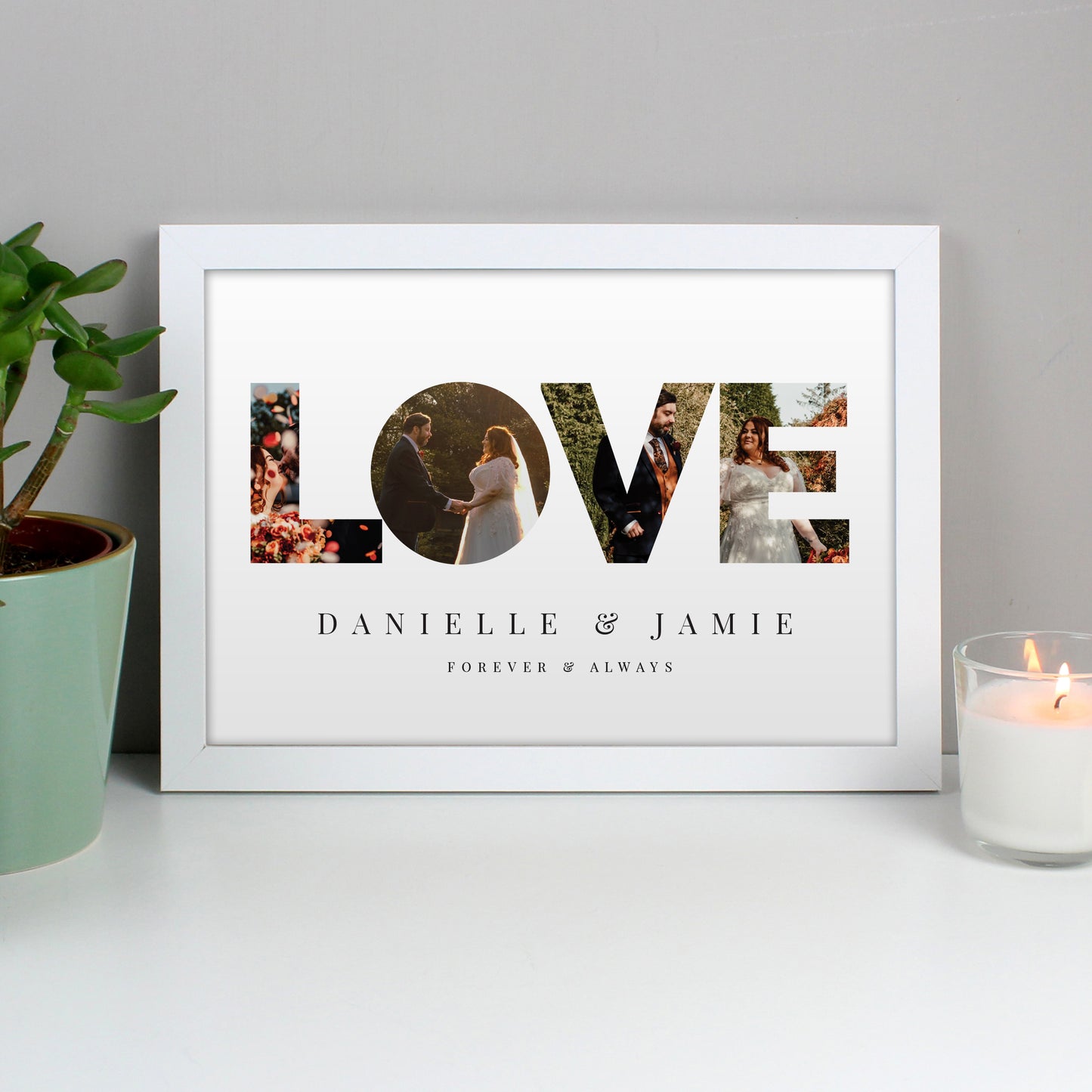Personalised Message LOVE Photo White Framed Print - A4