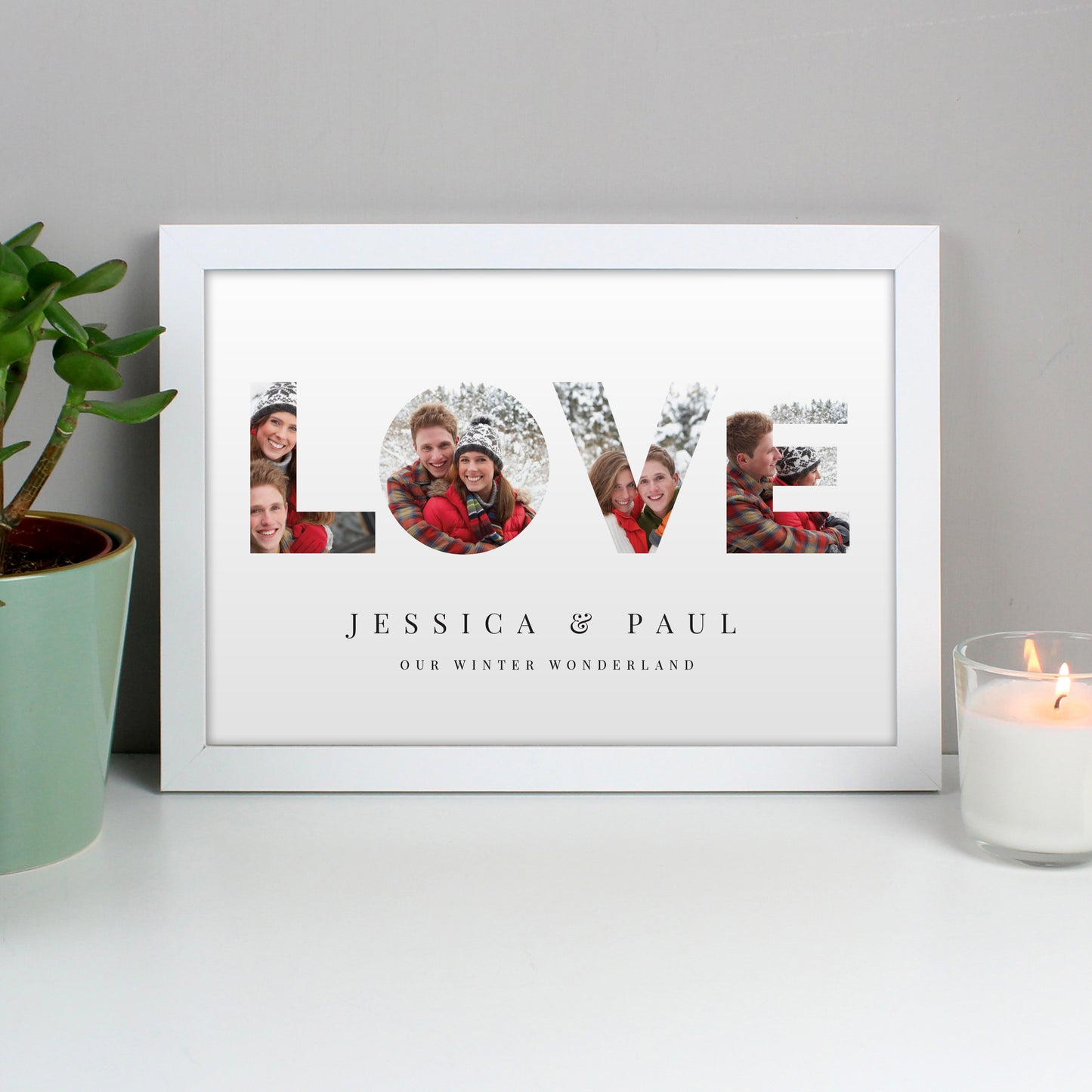 Personalised Message LOVE Photo White Framed Print - A4