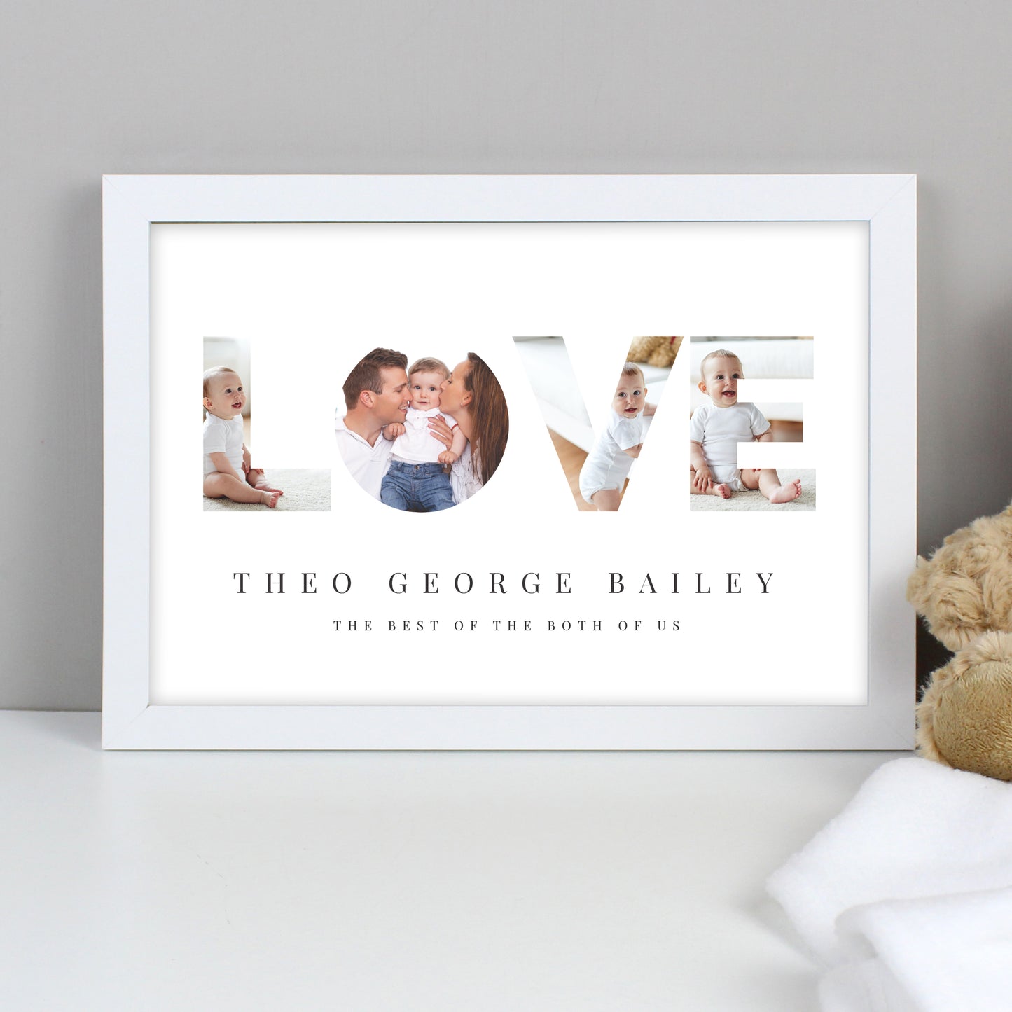 Personalised Message LOVE Photo White Framed Print - A4