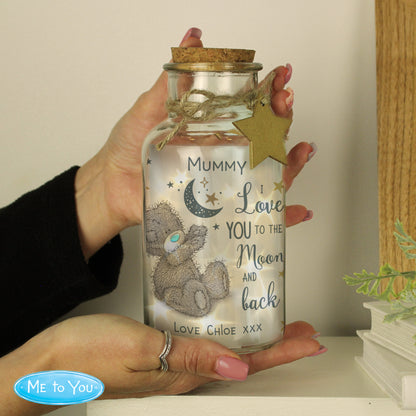 Personalised Me to You Moon & Back LED Light Up Glass Jar