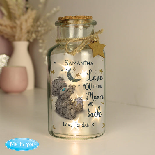 Personalised Me to You Moon & Back LED Light Up Glass Jar