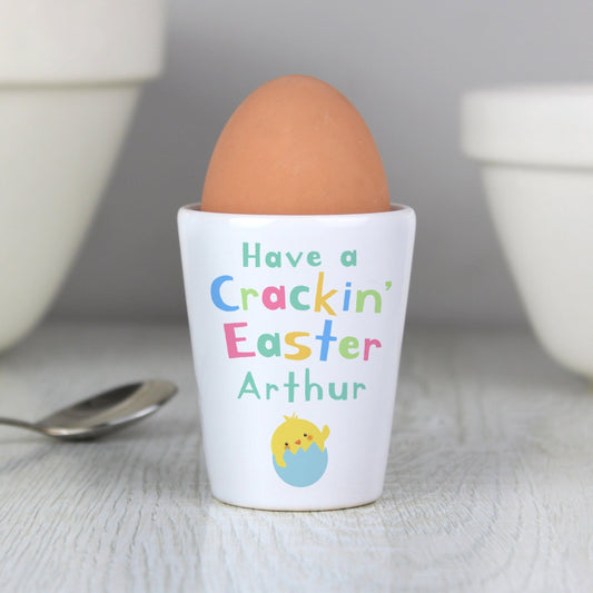 Personalised Name Have A Cracking Easter Ceramic Egg Cup