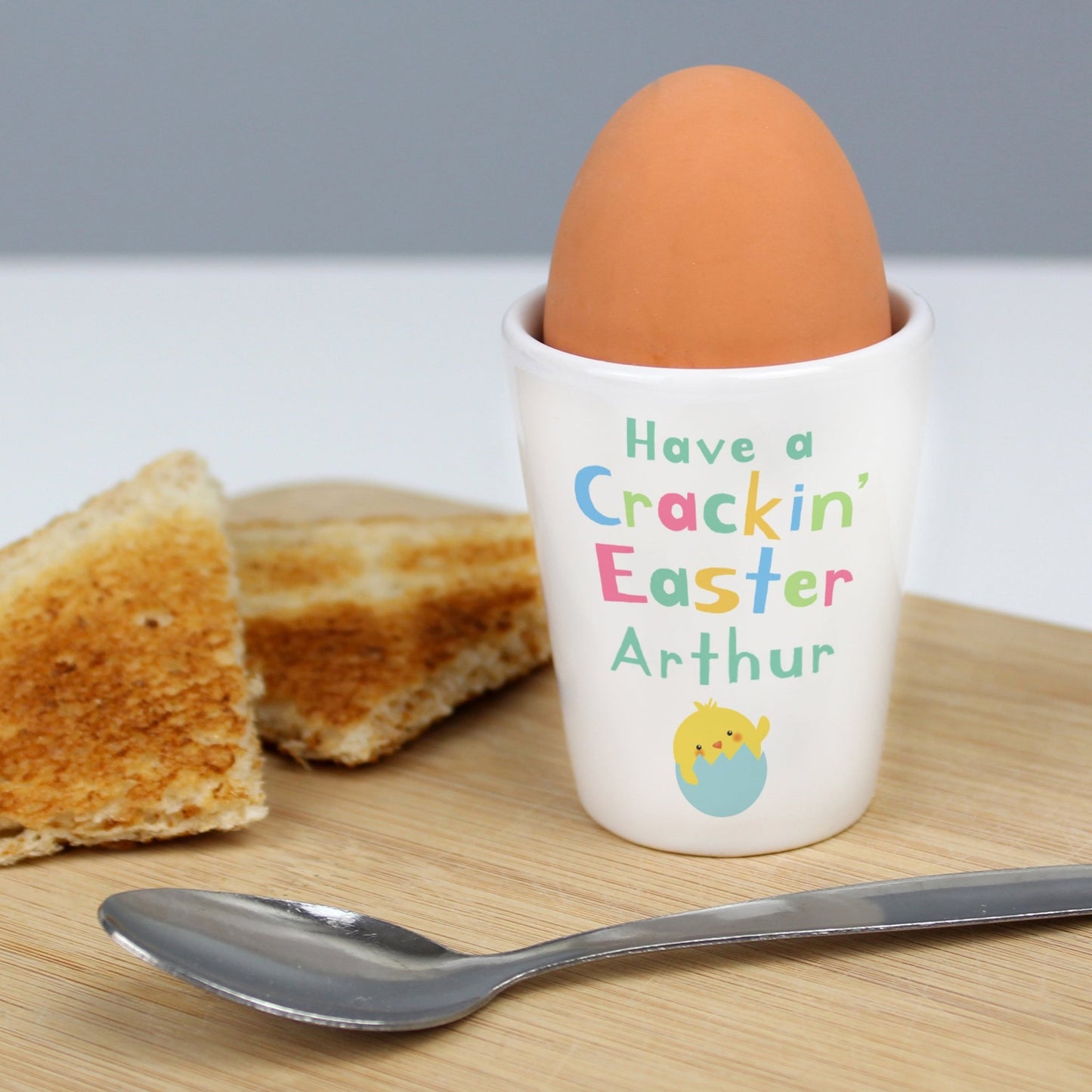 Personalised Name Have A Cracking Easter Ceramic Egg Cup