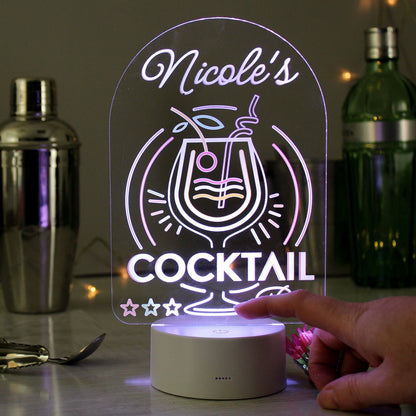 Personalised Name LED Colour Changing Cocktail Bar Sign Night Light