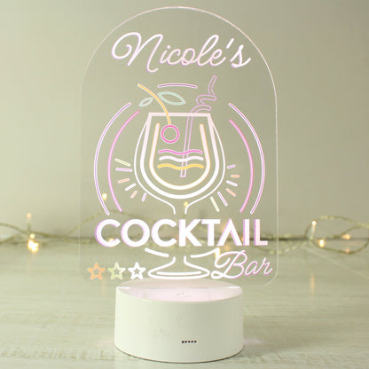 Personalised Name LED Colour Changing Cocktail Bar Sign Night Light