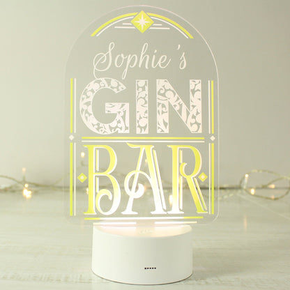Personalised Name LED Colour Changing Gin Bar Sign Night Light