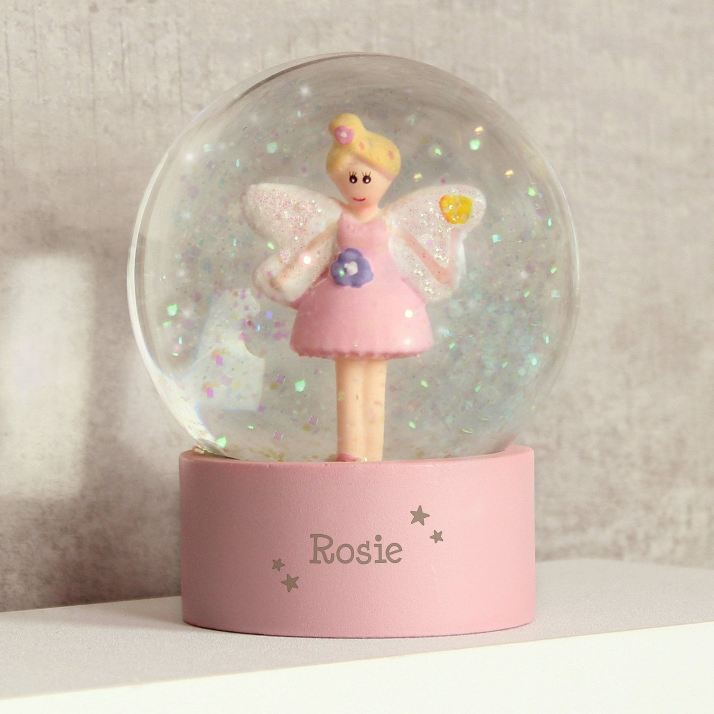 Personalised Name Pink Fairy Snow Globe - Water Ball