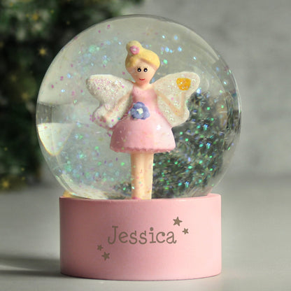 Personalised Name Pink Fairy Snow Globe - Water Ball