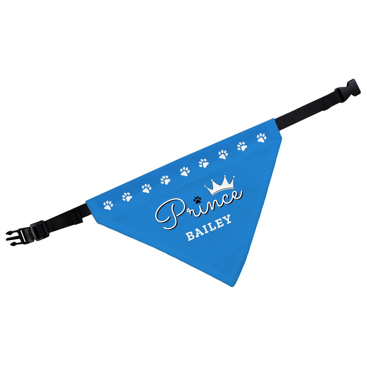 Personalised Name Prince Blue Crown Dog Bandana Pet Gifts